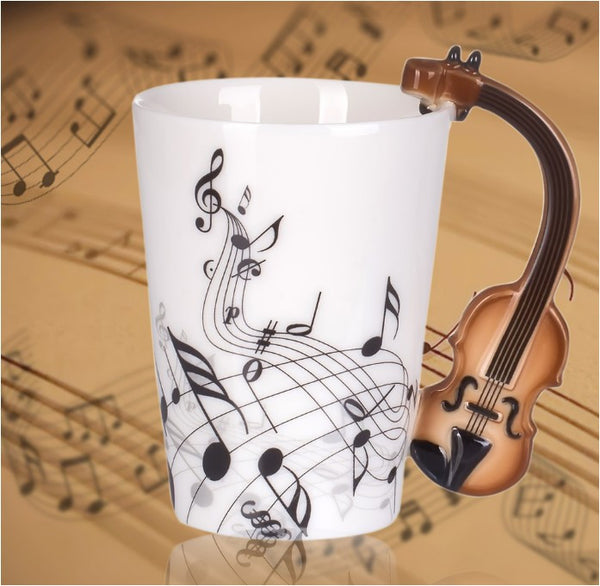 Violin Notes Pattern Freedom Style Ceramic Mugs